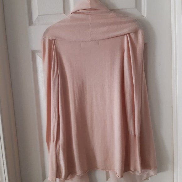 *NWOT* Zara Knit Soft Ballet Pink Rayon Chiffon Shawl Collar Cardigan Med - Picture 7 of 9